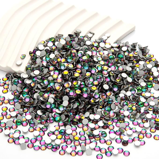 Flatback Rhinestones Bulk, 14400PCS Green Volcano Rhinestones for Clothes DIY Decoration Crafts, Green Volcano, SS16, 3.8-4.0mm