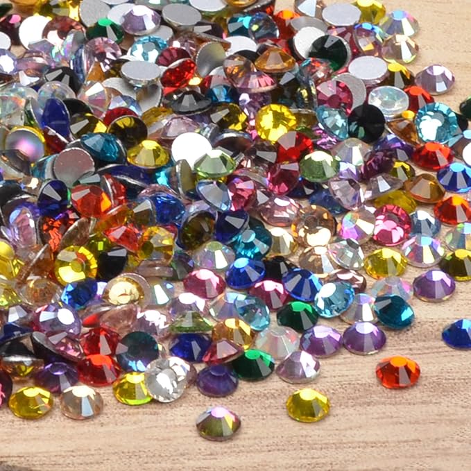 24 Colors2800 Pieces Rhinestones Round Crystal Glass Flat Back Rhinestones with 1Tweezers and 1Picking Pen for Nail Art Crafts Clothes Bags DIY (ss16)
