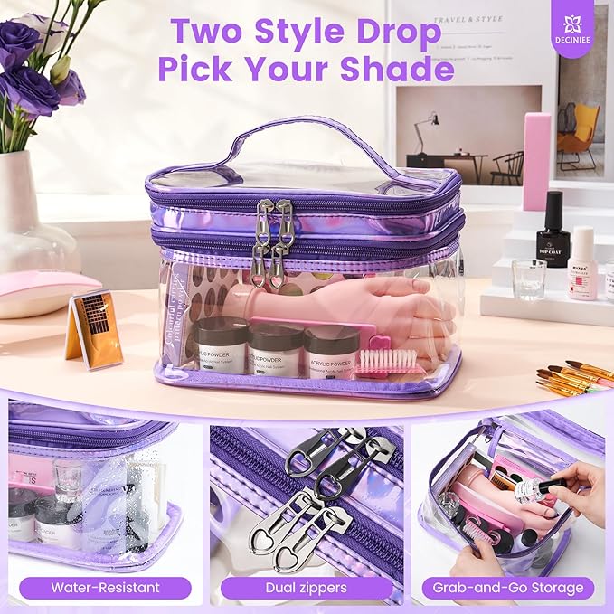 Nail Kit for Beginners with Everything: Professional Monomer Acrylic Nail Liquid Powder Set with Practice Hand Drill U V Light in Cosmetic Bag for Women Salon Home(Purple)