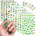 10 Sheets St. Patrick's Day Nail Art Stickers 3D Self-Adhesive Shamrock Nail Decals Green Clover Gold Hat Letter Designs Irish Nail Stickers St. Patrick's Day Nails Decor for Women Manicure Supplies