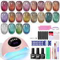 JODSONE 20 Colors Cat Eye Gel Nail Polish Kit with Base Coat Top Coat Magnet for at Home DIY Nail Art