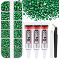 6000Pcs Resin Rhinestones for Bedazzling with 3Pcs B7000 Jewelry Glue, 1 Box Emerald Green Flatback Rhinestones for Crafting Crafts DIY, Crystals Gems for Clothing Shoes Tumblers Nail Art Makeup