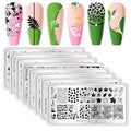 Born Pretty Christmas Nail Stamping Plates 8PCS Nail Art Design Kit Fall Winter Halloween Christmas Tree Patterns Templates with Snowflake Cute Deer Nail Art Image Plates DIY Printing Tools