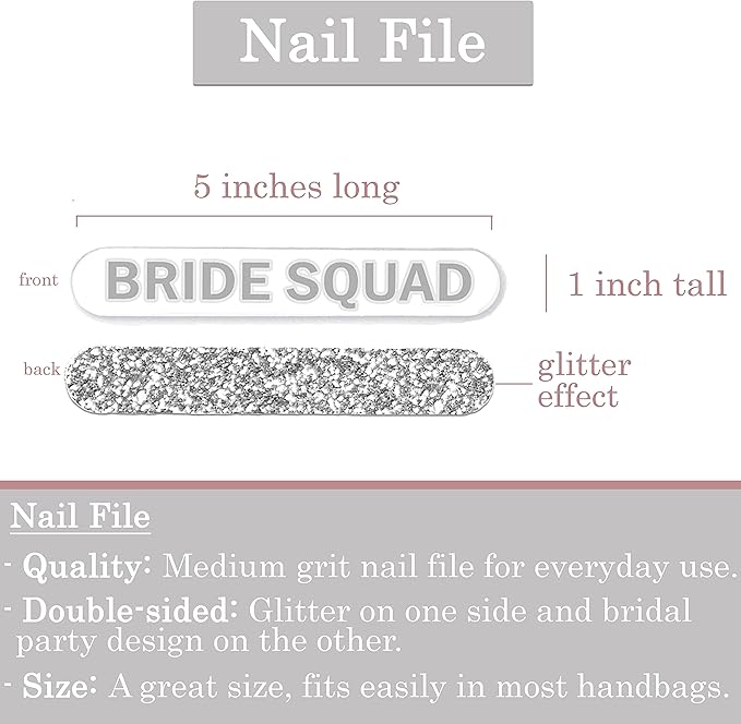 Bridal Party Survival Kit - Set of 10 Silver Sparkle Miss to Mrs Nail Files - Miss to Mrs Bridal Shower Supplies - Emery Board (10 Miss) SLV