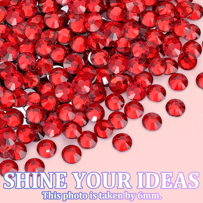 30000Pcs Red Rhinestones for Bedazzling with B7000 Jewelry Glue, Bedazzler Kit Flatback Gems, Resin Rhinestones for Crafting Crafts Clothing Shoes Fabric Nail Art Assorted Size 2/3/4/5/6mm