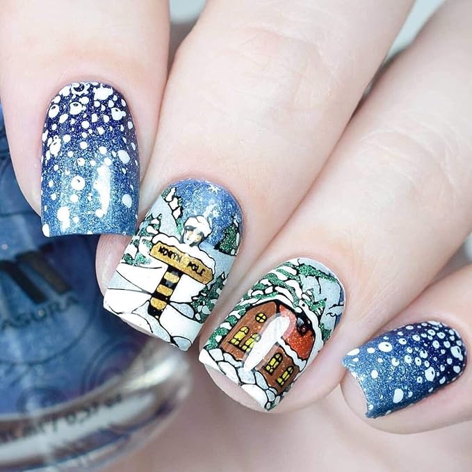 Whats Up Nails - B050 Count On Me! Stamping Plate for Christmas Winter Nail Art Design