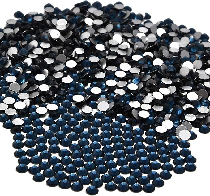 NCB 1500pcs Flatback Round Glass Nail Art Rhinestones Crystal for DIY Making Accessories Shoes, Clothes, Face Art, Bags, Manicure (Montana, SS20 1500pcs)