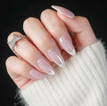 30Pcs Almond Press On Nails - Supremely Fit & Natural Soft Gel Almond Nails,15 Sizes, Reusable Fake Nails Kit with Gift Box for Women (French White)