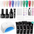 Beetles Poly Nail Gel 12 Colors Starry Party Poly Extension Set With U V Lamp Pink Glitter Builder Nail Extension Enhancement Gel Manicure DIY Home Salon Gift for Women Girls