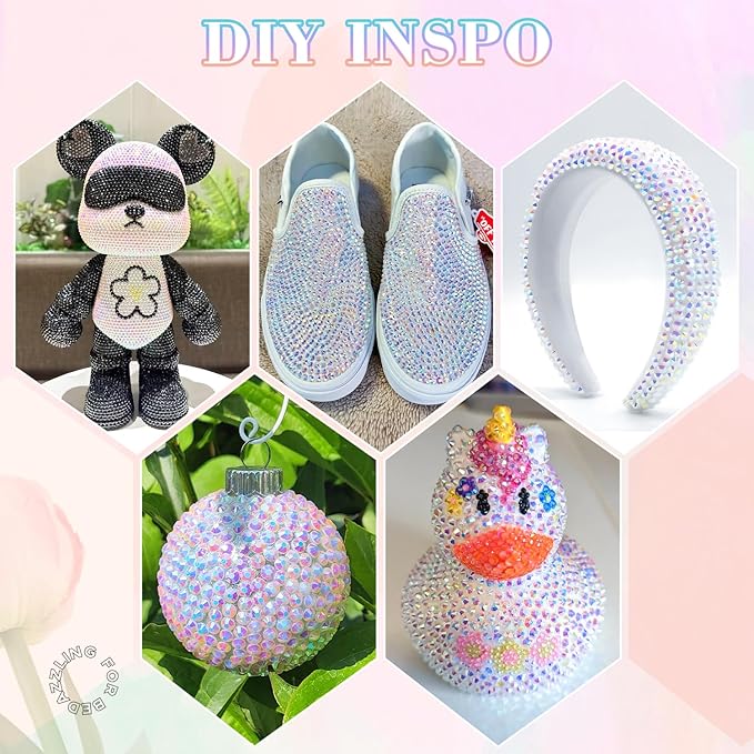 30000Pcs Resin White AB Rhinestones for Bedazzling Crafting with b7000 Jewelry Glue, Bulk Flatback Gems Bedazzler Kit for Crafts Clothes Shoes Fabric Nail Diamond Art, Assorted Size 2/3/4/5/6mm