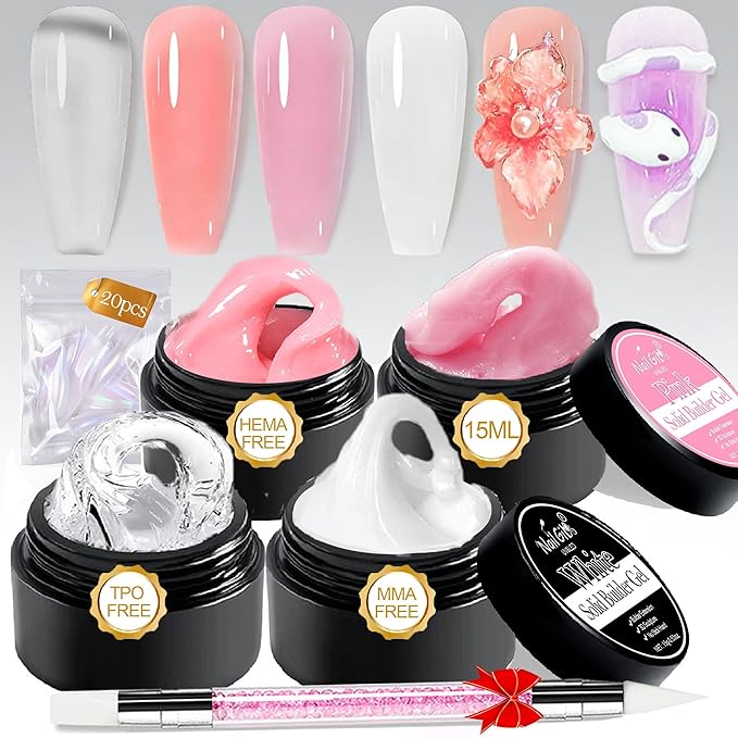 NAILGIL Hema Free Solid Builder Gel For Nails, 3D Sculpting Gel for Nail Art Non-Sticky Hand Extension Building Carving Modeling Sock Off UV LED Salon DIY at Home-60g/2.1oz