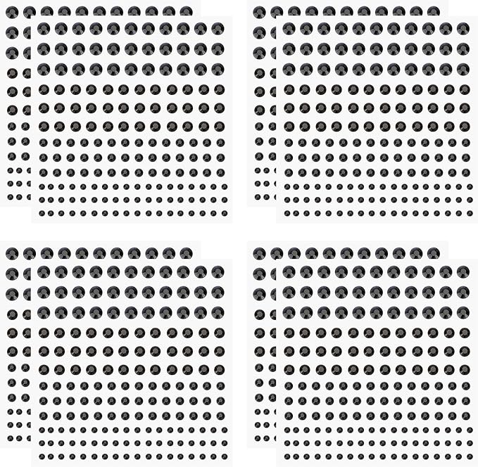 PATIKIL 1320 Pcs Acrylic Gem Sticker, 4 Size 3/4/5/6mm Self Adhesive Rhinestones Face Gem Stones Bling Jewelry for Nail Art Craft Clothes DIY Makeup Decoration Party, Black