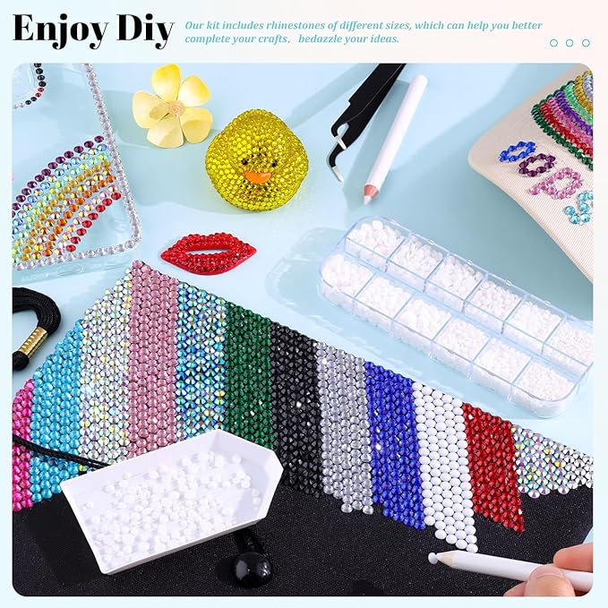 12100Pcs Resin Rhinestones for Crafting with 3Pcs 10ml B7000 Jewelry Glue, 2 Boxes Flatback Crystals Diomand (White) for Bedazzling Crafts DIY Nail Art Makeup，Non Hotfix Gems for Clothing Shoes