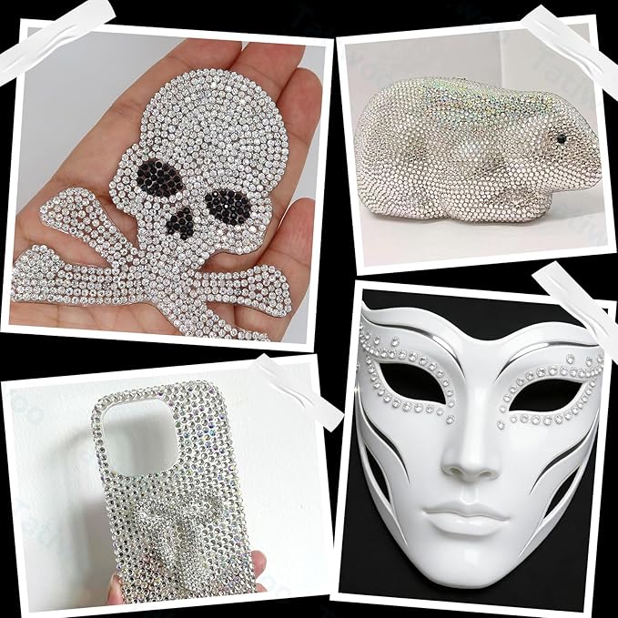 20000Pcs Silver White Crystal Flatback Jelly Resin Rhinestones for Bedazzling, Mix Sizes White Clear Rhinestones Gems Bedazzling for Crafting, Flatback Rhinestone for DIY Face Makeup Crafts Tumblers