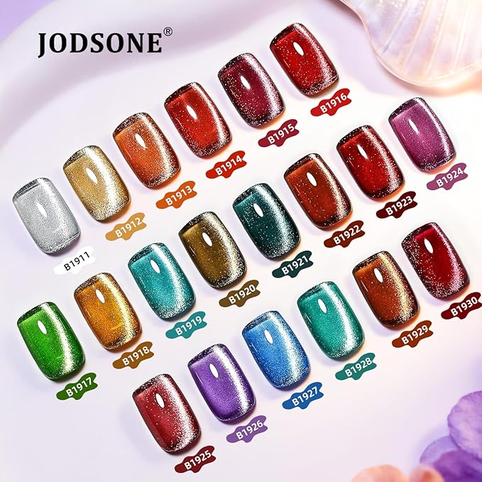 JODSONE 20 Colors Cat Eye Gel Nail Polish Kit with Base Coat Top Coat Magnet for at Home DIY Nail Art
