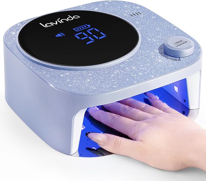 Lavinda 54W UV LED Nail Lamp, Professional UV Light for Gel Nails Rechargeable Cordless Nail Dryer with 4 Timer Settings & Auto Sensor, Fast Curing Gel Light for Home and Salon Use