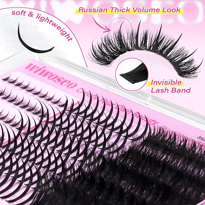 wiwoseo Spikes Lash Clusters with Bottom Lash Clusters Mega Volume Individual Lashes Cluster Eyelash Extensions Wispy Eyelash Clusters Lash Spikes Manga Cluster Lashes with Spikes (120D, 5-21MM)