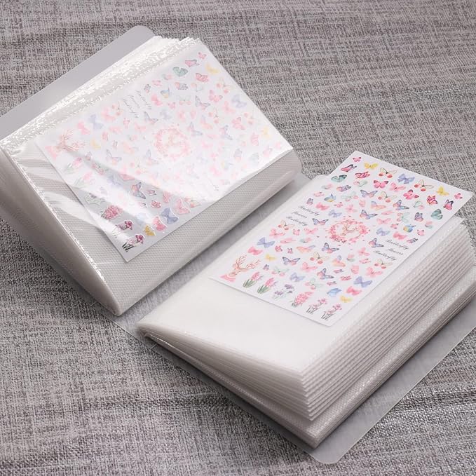 Nail Art Stickers Organizers Storage 100 Slots Empty Nail Decals Book Binder for Nail Art Supplies DIY Stickers Display Holder Collecting Album Nail Organizers Tools