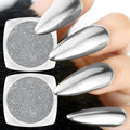 Allstarry Silver Chrome Nail Powder, 2pcs Metallic Mirror Effect Dust Glitter Glazed Manicure Decoration Reflective Pigment for Gel Polish Nail Art Decoration Resin Craft, Festivals - Silver