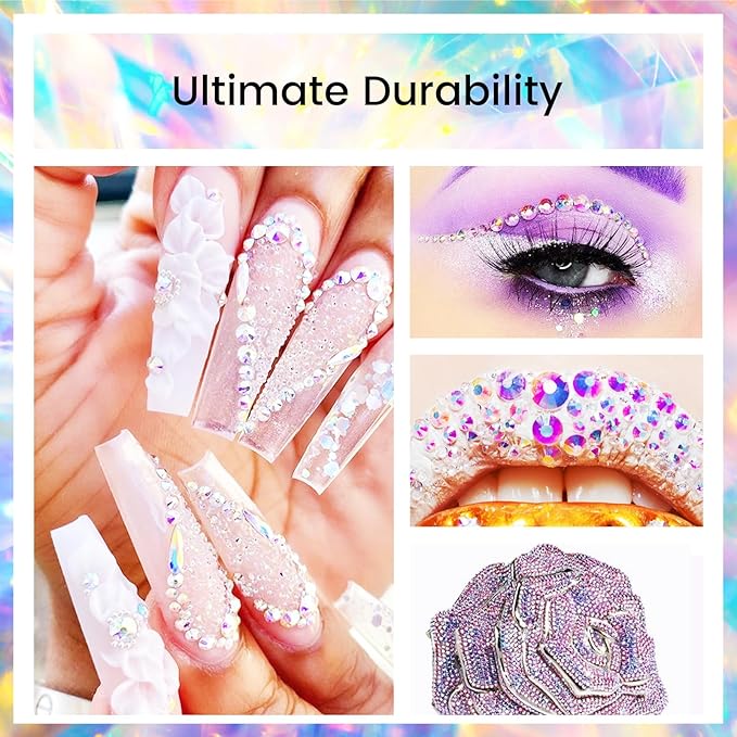 Novani Rhinestones 1440pcs SS16 Glass Rhinestones Crystal Flatback Gemstones for Crafts Nails Makeup Bags and Shoes Decoration（SS16, Crystal AB）