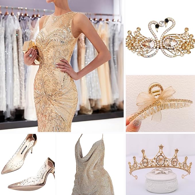 Flatback Rhinestones Bulk, 14400PCS Gold Shadow Rhinestones for Clothes DIY Decoration Crafts, Gold Shadow, SS16, 3.8-4.0mm