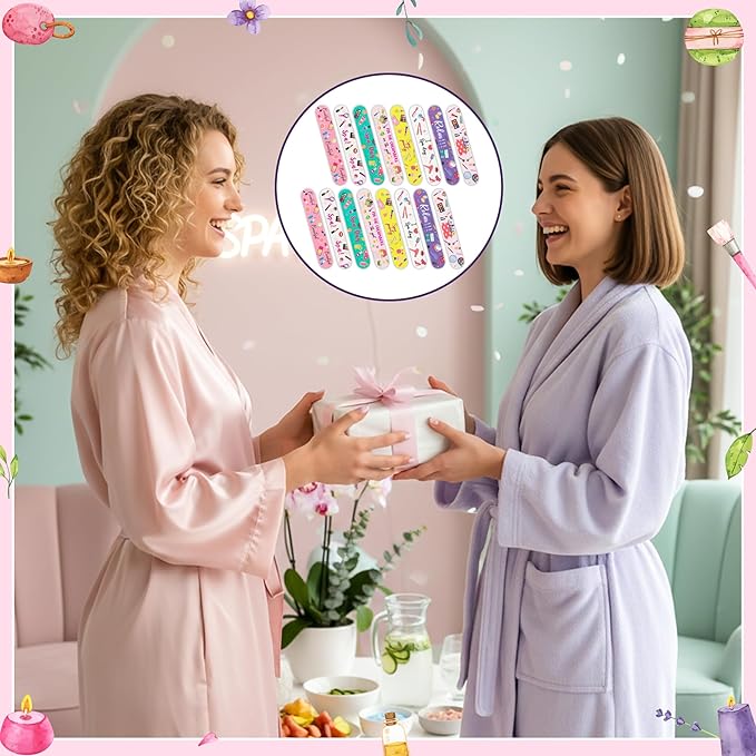 H1vojoxo Spa Makeup Party Nail Files - 48pcs Double Sided Emery Boards for Spa Makeup Party Colorful Nail File Strips for Girl’s Birthday Galentine Gift Emery Boards for Women Employee Coworkers Staff