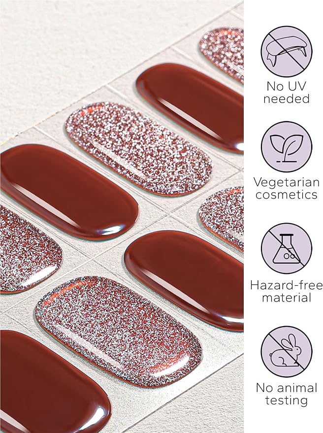 Nail Polish Strips – 32PCS UV Free Salon Quality Wraps, Long Lasting Gel Nail Stickers for Women (Scarlet Kiss)