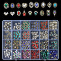 1 Box 3D Gems Rhinestones Mix Retro Alloy Nail Art Decorations Diamond Mounted Studs Irregular Heart Shiny Rhinestones 3d Manicure UV Gel DIY Nail Charms Jewelry on Nails Salon Supplies