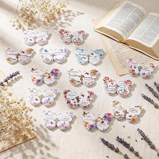 30 Pcs Christian Gifts Bulk for Women Religious Scripture Mini Butterfly Nail Files Emery Board Double-Sided Nails Boards Bible Verse Group Church Religious Party Favors for Employee Coworker Supplies