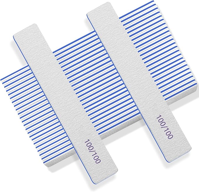 100 Pcs Professional Nail File - 100/100 Grit Nail Files, Acrylic Nail Files for Natural Nails, Nail Files and Buffers, Strong Nail File for Acrylic Nails, for Home and Salon Use