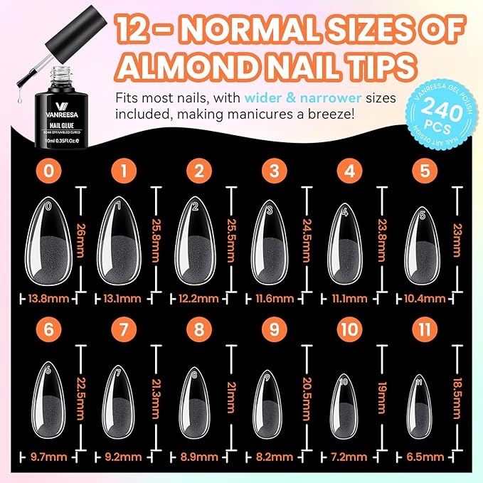 VANREESA 84 Pcs Gel Nail Polish Kit with U V Light and Almond Nail Tips -40 All Seasons Colors Gel Polish Set with 5 Pcs Base Top Coat Gel Nail Kit for Beginners with Everything Gifts for Women