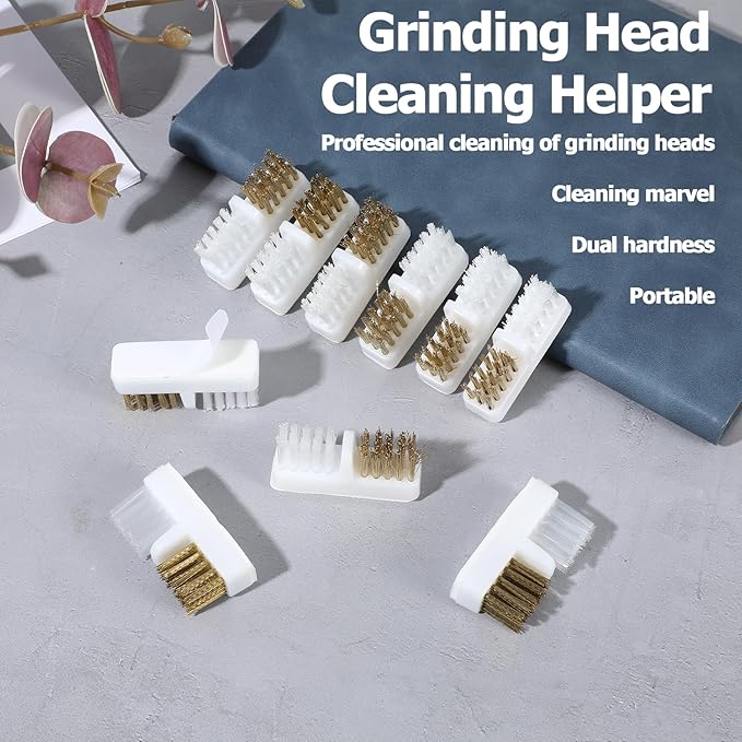 Nail Drill Bits Cleaner Brush, 5 Pcs Nail Art Cleaning Tool Manicure Wire Drill Cleaner Brush Steel Wires & Nylon Double Nails Polish Cleaning Brushes for Salon and Home Use
