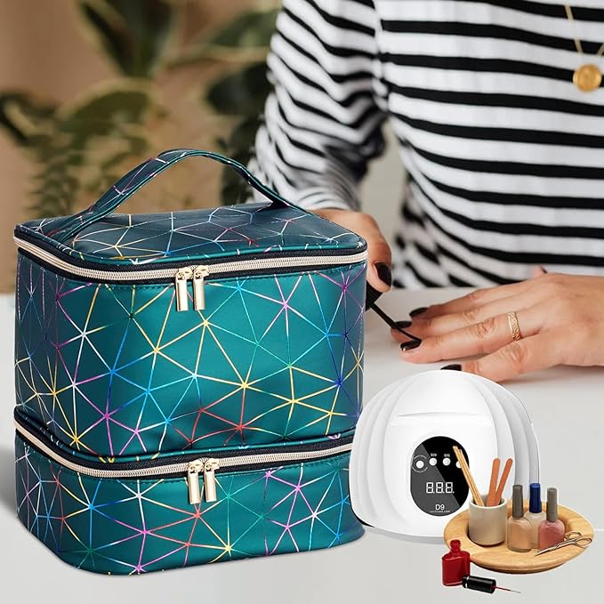 Nail Polish Organizer Bag Holds 30 Bottles Nail Supplies Storage Organizers Box NailPolish Carrying Case Organizer Nails Kit Bag Organizers Case For Nails Polish And Manicure Set,Sponge Partitions