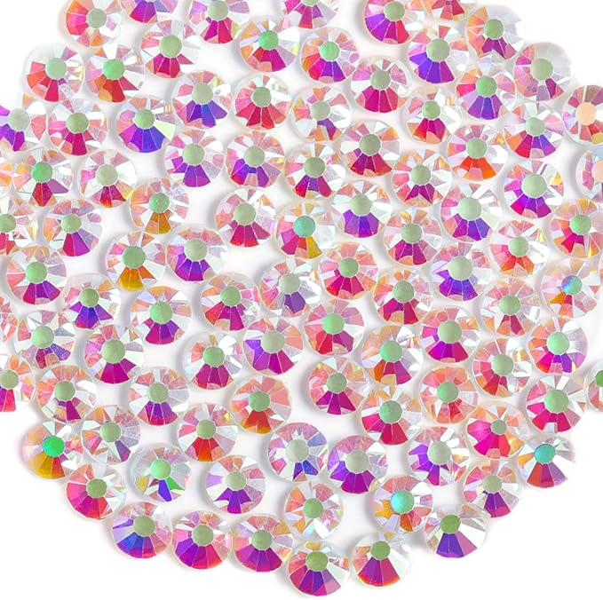 Beadsland 2880pcs Flat Back Crystal Rhinestones Round Gems for Nail Art and Craft Glue Fix, Transparent AB,SS10,2.7-2.9mm