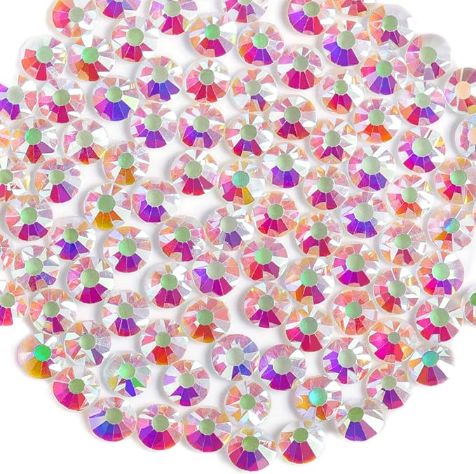 Beadsland 2880pcs Flat Back Crystal Rhinestones Round Gems for Nail Art and Craft Glue Fix, Transparent AB,SS6,1.9-2.1mm