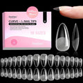 Beetles Gel Nail Tips Almond Shape Medium Curve-EX, 640pcs 16 Sizes, Etch-X Half Matte Full Cover Soft Acrylic False Nail Tips Easy DIY Press on Nail Extension Art Salon for Curved & Natural Nail Beds