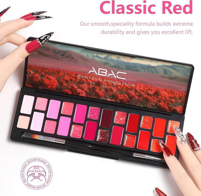 ABAC Solid Gel Nail Polish,Ombre Gel Nail Polish,Pat Paint Nail Gel,Spring&Summer Hema-free Soak Off 24 Color Gel Polish Kit with Double-Ended Nail Art Brush for Salon and Nail Art DIY at Home