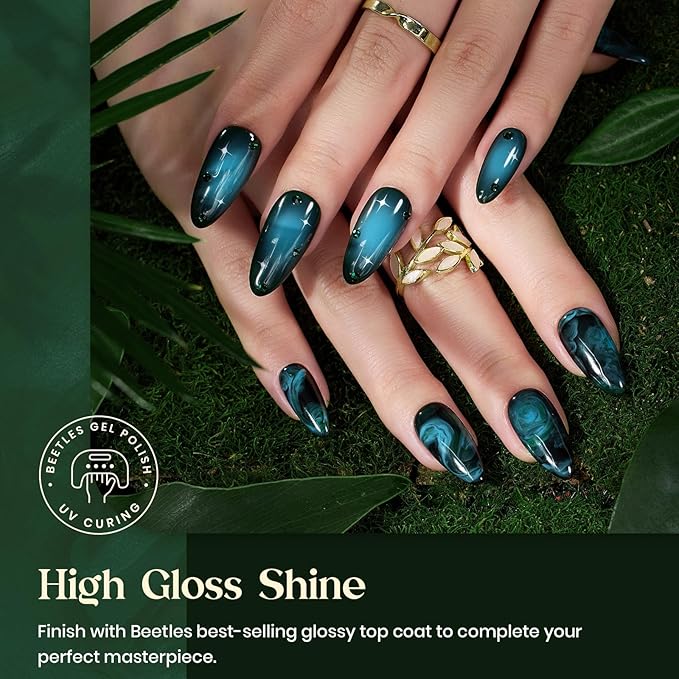 Beetles Green Gel Nail Polish Set - Boundless Forest Dark Green Gel Polish, 6 Colors Soak Off Uv LED Nail Lamp Gel Nail Kit Home DIY Manicure Nail Salon St Patrick Day