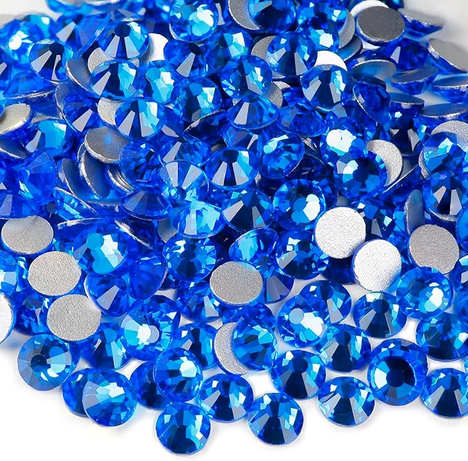 Genie Crystal 2880 Pcs Capri Blue Rhinestones Non Hotfix 16ss, 4mm 20 Gross Flatback Glass Rhinestone for DIY Craft, Shoes, Tumbler Cup,Nail Art