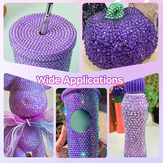 26000PCS Purple Resin Flatback Rhinestones for Crafting, Resin Rhinestones for Bedazzling Kit, 2/3/4/5/6mm Flatback Gems Jewels for DIY Mugs Tumblers Clothing Shoes Nail Art