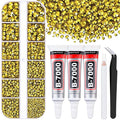 6000Pcs Resin Rhinestones for Bedazzling with 3Pcs B7000 Jewelry Glue, 1 Box Bright Gold Flatback Rhinestones for Crafting Crafts DIY, Crystals Gems for Clothing Shoes Tumblers Nail Art Makeup