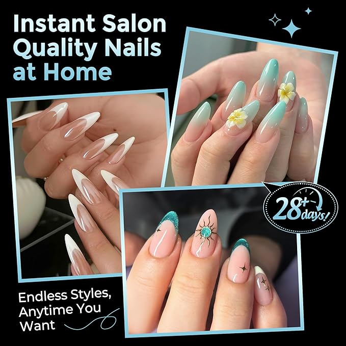 Medium Almond Nail Tips, 360pcs Soft Gel Pre-Shaped Acrylic Fake Nails, Half Matte Full Cover Clear Gelly Press on Flase Nail Tips for Extension Nail Manicure Home DIY 12 Sizes Gelly Tips