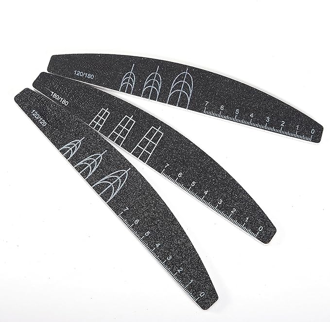 9 Pieces 120/120, 120/180, and 180/180 Grit Both Sides Nail Files with Reference Graphic for Nail Shape（Square, Almond, Oval）, Nail Files for Natural Nails
