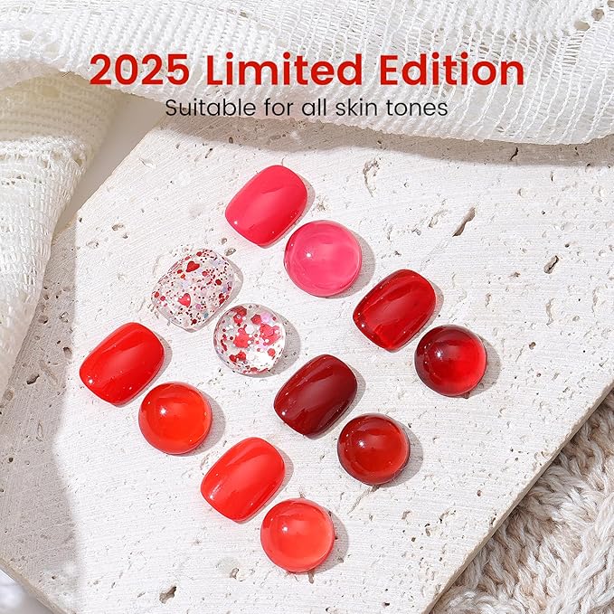 6PCS 18ml Gel Nail Polish Set- Hema Free Orange Scarlet Red Soak off Gel Polish Set with Swatch Board- Flame Burgundy Red Gel Colors Nail Art Manicure Salon DIY at Home for Women Girl