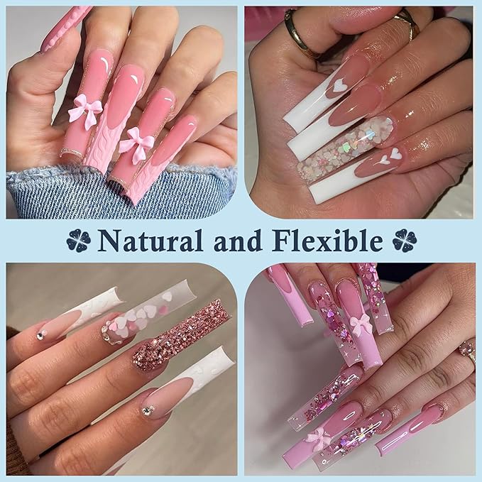 XXL Nail Tips Square 504 Pcs 12 Sizes - No C Curve Flat Square Nail Tips Clear 2XL Full Cover Tapered Gel Acrylic Fake Nails Gelly Tips for Nail Extension Nail Art