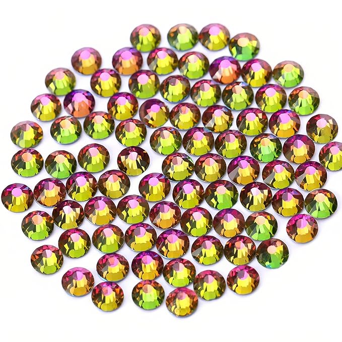 Novani Rhinestones 288pcs Glass Rhinestones Crystal Flatback Gemstones for Crafts Nails Makeup Bags and Shoes Decoration（SS34, Rainbow）
