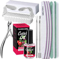 FANDAMEI Nail Files and Buffers, Nail Care Kit with Cuticle Nipper, Pusher, Peeler. Nail File, Nail Buffer Block. Cuticle Oil Pomegranate for Cuticle Remover