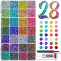 28 Color 4mm Crystal Resin Rhinestones w B7000 Glue for Bedazzling Crafting SS16 Flatback Colorful Stones Crystals Gems Diamonds Bedaazler Kit for Nails Eyes Face Makeup Tumblers Bottles Crafts