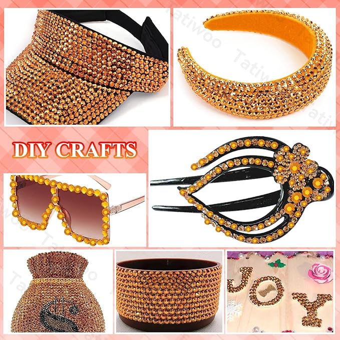 20000Pcs Gold Flatback Jelly Resin Rhinestones for Bedazzling, Mix Sizes Crystal Rhinestones Gems, Gold Gems Bedazzling for Crafting, Flatback Rhinestone for DIY Face Makeup Crafts Tumblers