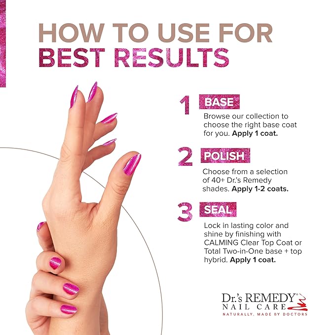 Dr’s Remedy Enriched Nail Polish: Non Toxic, All Natural, and Organic - Doctor Formulated: Strengthens, Restores, Heals, and Protects '24-Free' - REFLECTIVE Rose